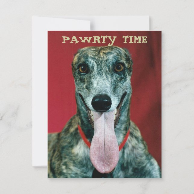 GREYHOUND PUP DOG PAWRTY PARTY INVITE INVITATION (Front)