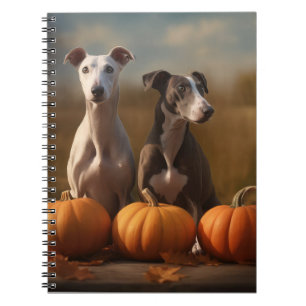Greyhound Puppy Autumn Delight Pumpkin Notebook