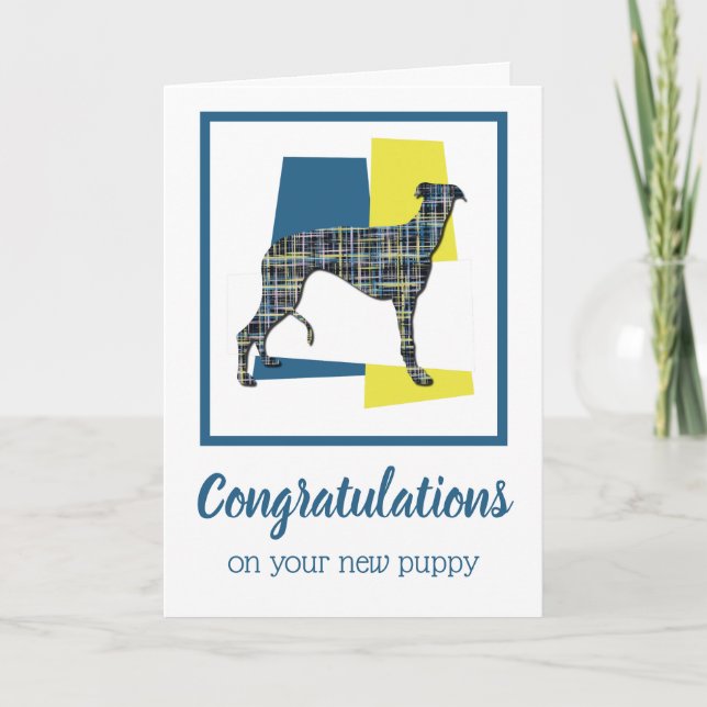 Greyhound Puppy Dog Congratulations Greeting Card (Front)