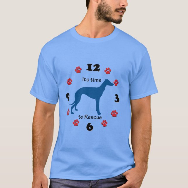 Greyhound Rescue Time Clock T-Shirt (Front)