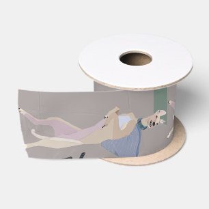 Greyhound  Ribbon 3.0" & Matching Gift Wrap (Sep.) Satin Ribbon