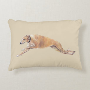 Greyhound Running Dog Art Accent Pillow