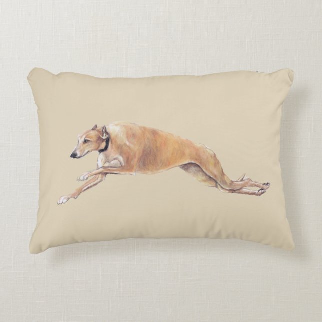 Greyhound Running Dog Art Accent Pillow (Front)
