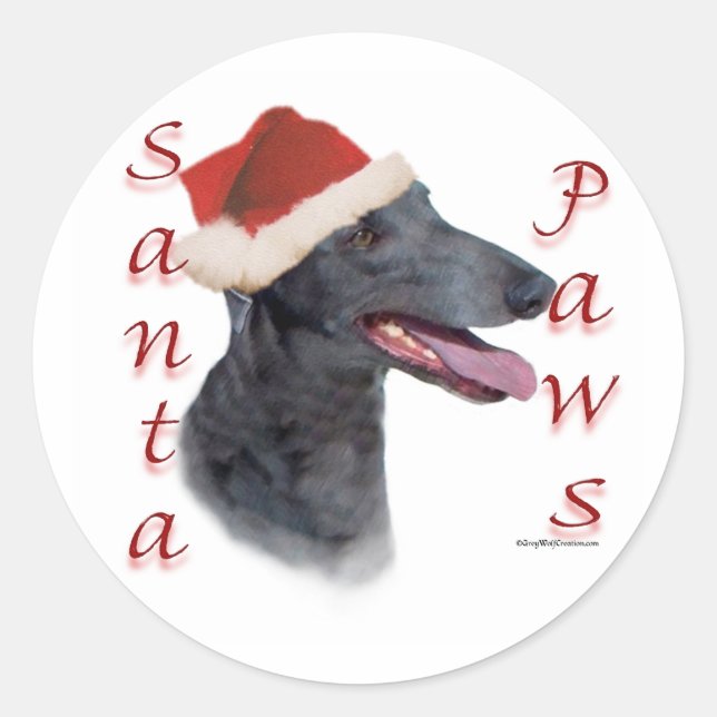 Greyhound Santa Paws Classic Round Sticker (Front)
