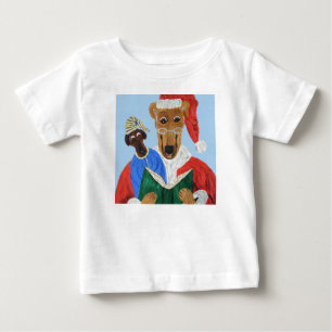Greyhound Santa Reading to Puppy Baby T-Shirt