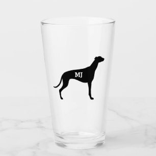 Greyhound Silhouette Custom Dog Lover's Drinking Glass