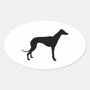 Greyhound Silhouette Oval Sticker