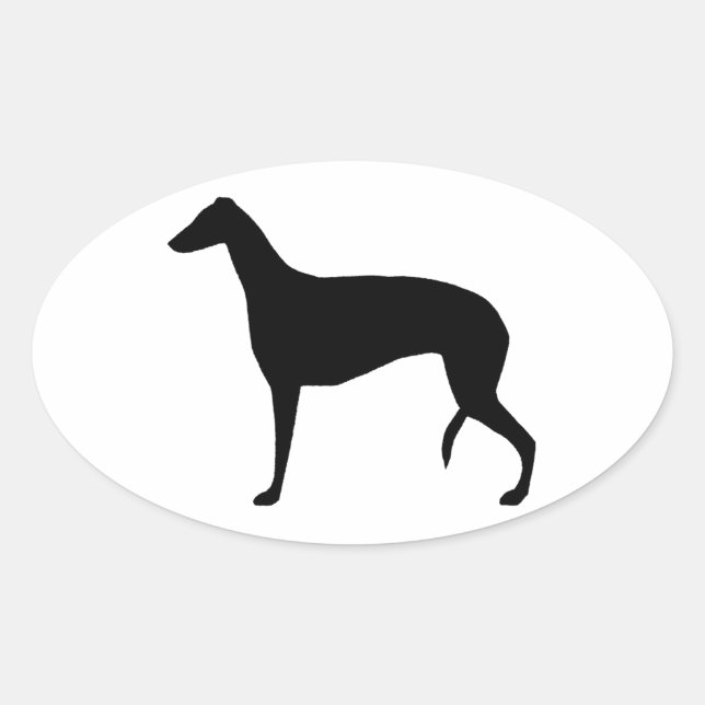 greyhound silhouette oval sticker (Front)