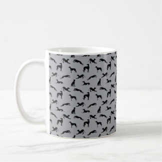 Greyhound Silhouettes Black on Gray Coffee Mug