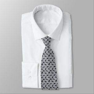 Greyhound Silhouettes Black on Grey Tie