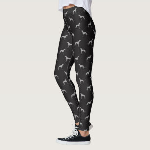 Greyhound Silhouettes Pattern Grey and Black Leggings