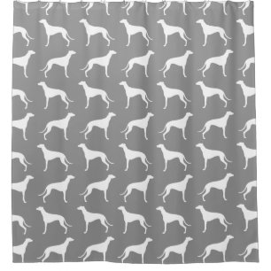 Greyhound Silhouettes Pattern Grey Shower Curtain