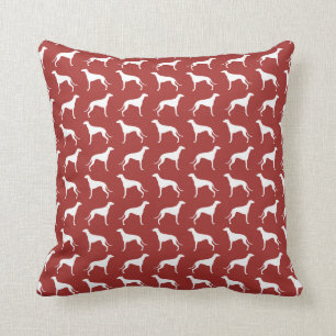 Greyhound Silhouettes Pattern Red Cushion