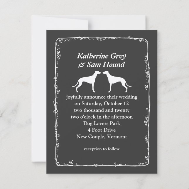 Greyhound Silhouettes Wedding Invitation (Front)