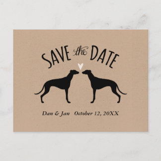 Greyhound Silhouettes Wedding Save the Date Announcement Postcard