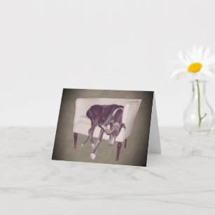 Greyhound Sleeping In Chair Customisable Note Card