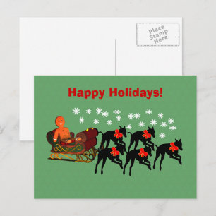 Greyhound Sleigh Christmas Holiday Postcard