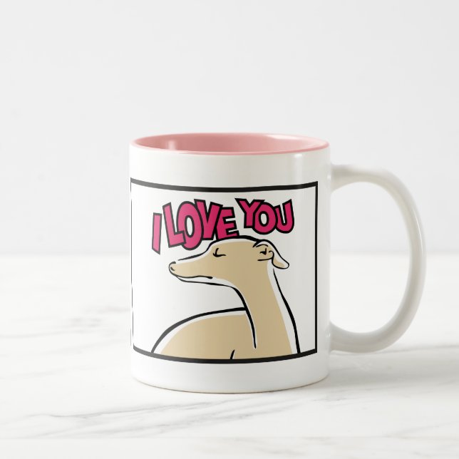 Greyhound stylized “I coils You " Two-Tone Coffee Mug (Right)