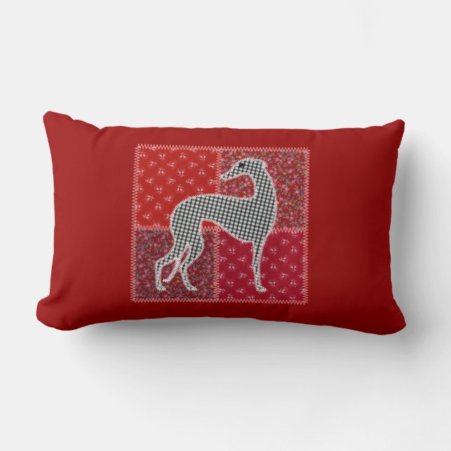Greyhound stylized “Patchwork " Lumbar Cushion (Front)
