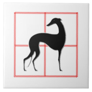 Greyhound stylized “Zigzag " Tile