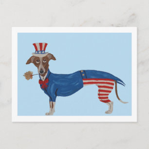 Greyhound Uncle Sam Postcard