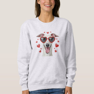 Greyhound Valentine Oil Painting Dog Portrait Sweatshirt