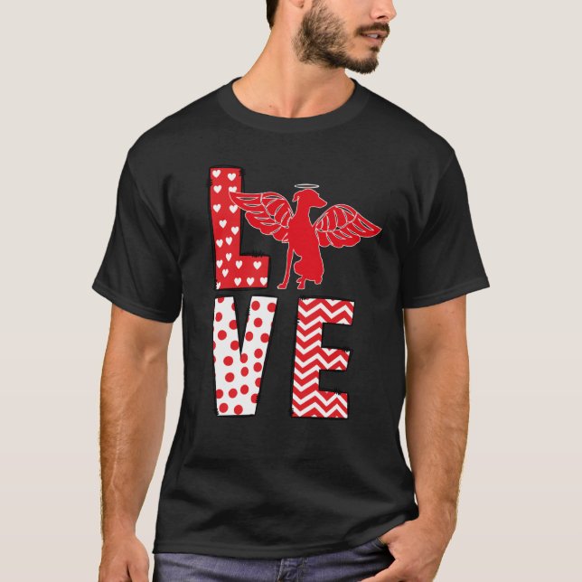 Greyhound Valentines Day Love Valentine Cute Heart T-Shirt (Front)