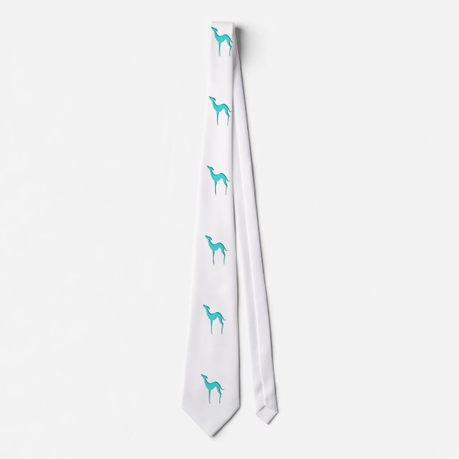 Greyhound/Whippet blue silhouette pattern Tie (Front)