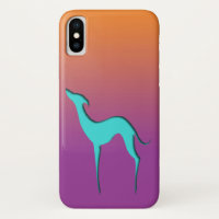 Greyhound Whippet dog Blue orange purple Ombre