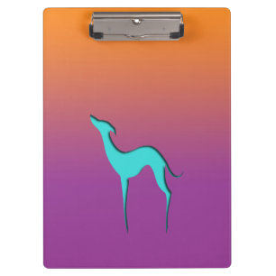 Greyhound Whippet dog blue orange purple ombre Clipboard