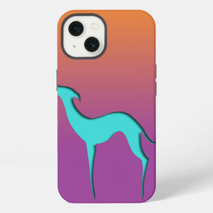 Greyhound Whippet dog blue orange purple ombre iPhone 13 Case