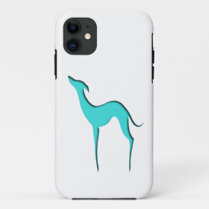 Greyhound Whippet dog elegant turquoise silhouette Case-Mate iPhone Case