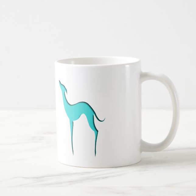 Greyhound Whippet dog turquoise blue silhouette Coffee Mug (Right)
