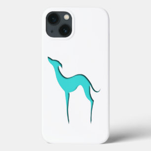 Greyhound Whippet dog Turquoise elegant silhouette iPhone 13 Case