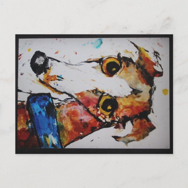Greyhound Whippet Galgo Mixed Media Art Postcard (Front)