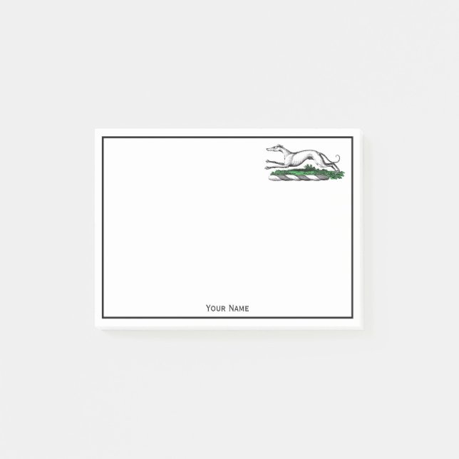 Greyhound Whippet Running Heraldic Crest Emblem Post-it Notes (Front)