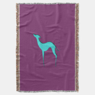 Greyhound/Whippet turquoise silhouette Blanket