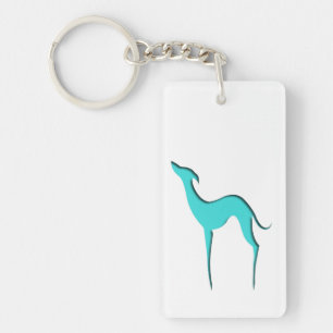 Greyhound/Whippet turquoise silhouette Keychain