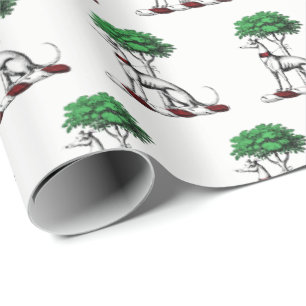 Greyhound Whippet With Tree Heraldic Crest Emblem Wrapping Paper