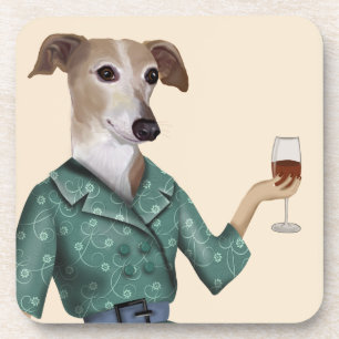 Greyhound Wine Snob Coaster