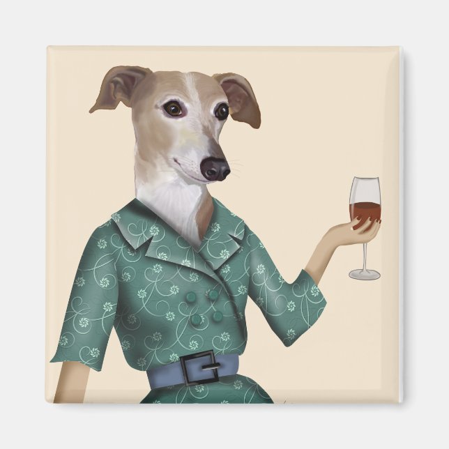 Greyhound Wine Snob Magnet (Front)