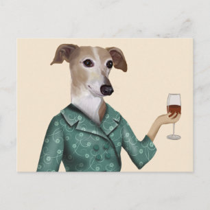 Greyhound Wine Snob Postcard