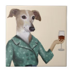 Greyhound Wine Snob Tile<br><div class="desc">Greyhound Wine Snob by Fabfunky. Features a well-dressed greyhound enjoying wine. | 190955D</div>