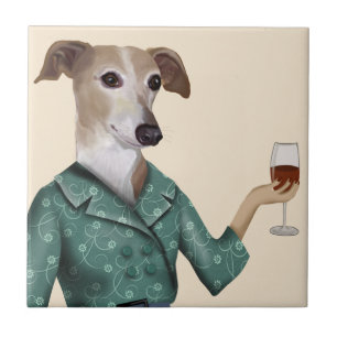 Greyhound Wine Snob Tile