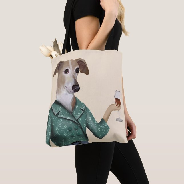 Greyhound Wine Snob Tote Bag (Close Up)