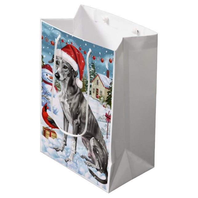 Greyhound Winter Wonderland Christmas Joy Medium Gift Bag (Front Angled)