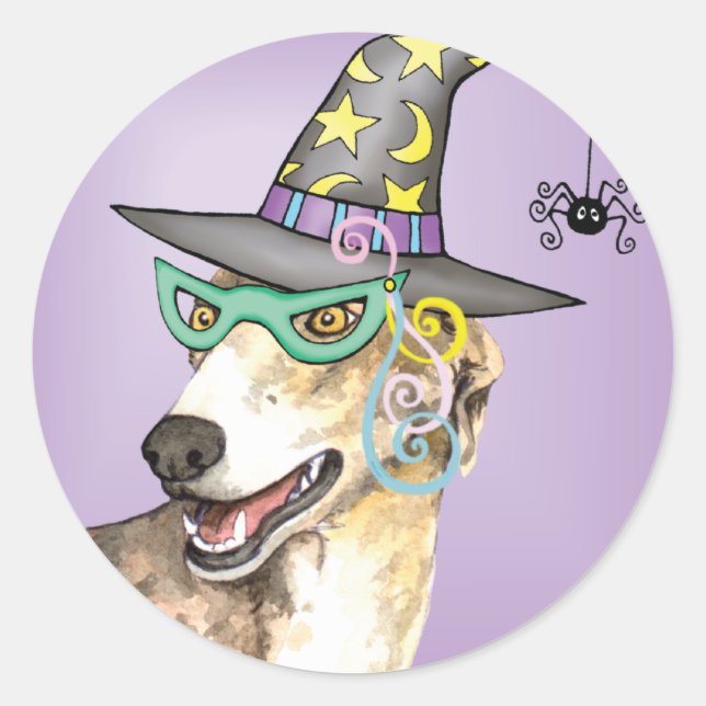 Greyhound Witch Classic Round Sticker (Front)