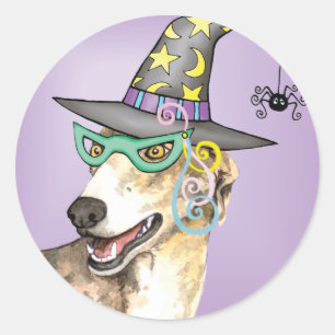 Greyhound Witch Classic Round Sticker
