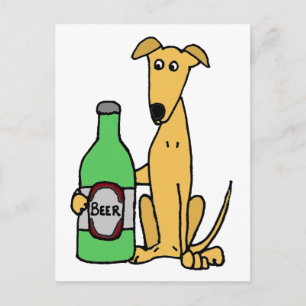 Greyhound with Beer Bottle Postcard