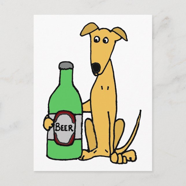 Greyhound with Beer Bottle Postcard (Front)